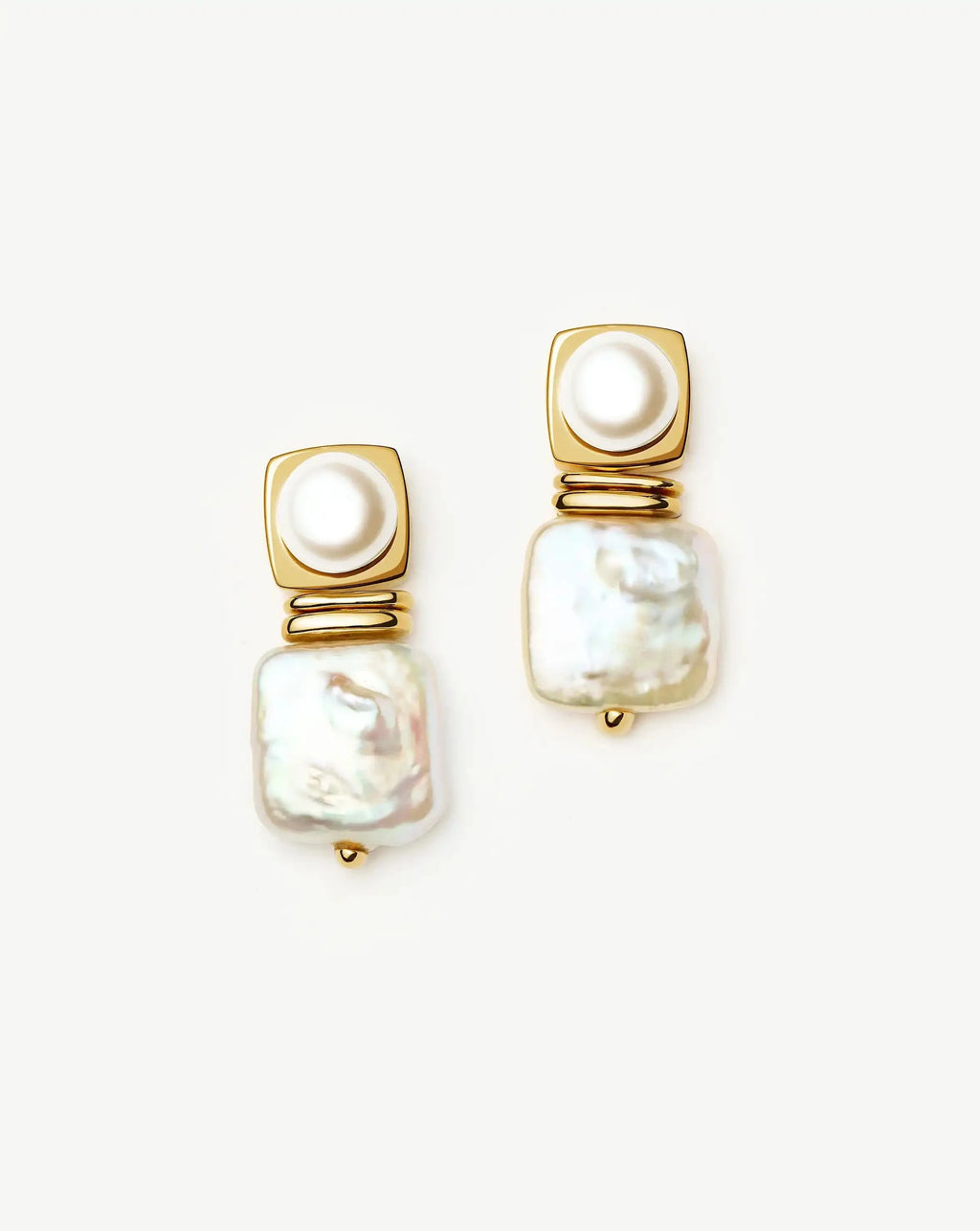 Square Pearl Small Stud Earrings | 18ct Gold Plated