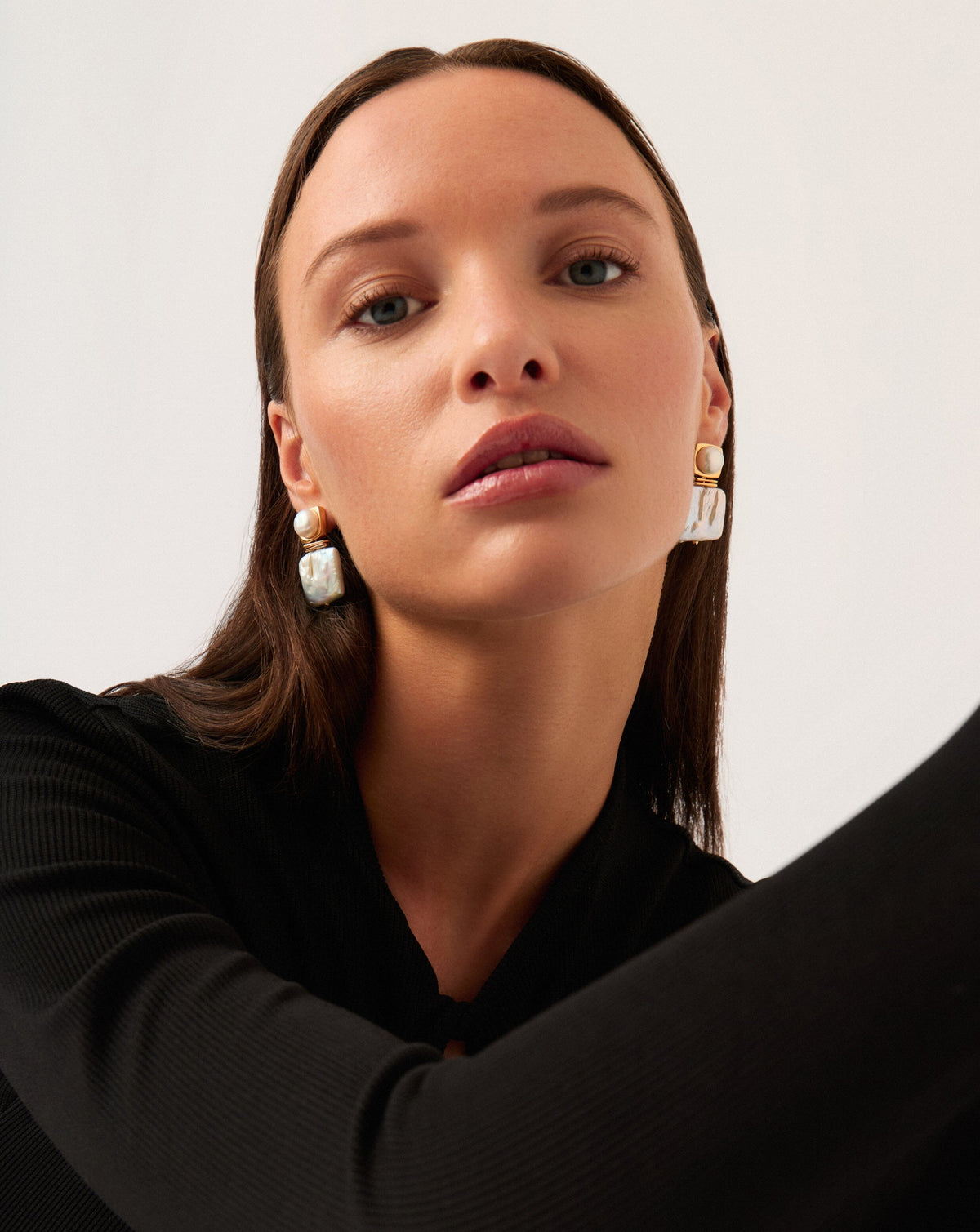 Square Pearl Statement Earrings | 18ct Gold Plated/Pearl