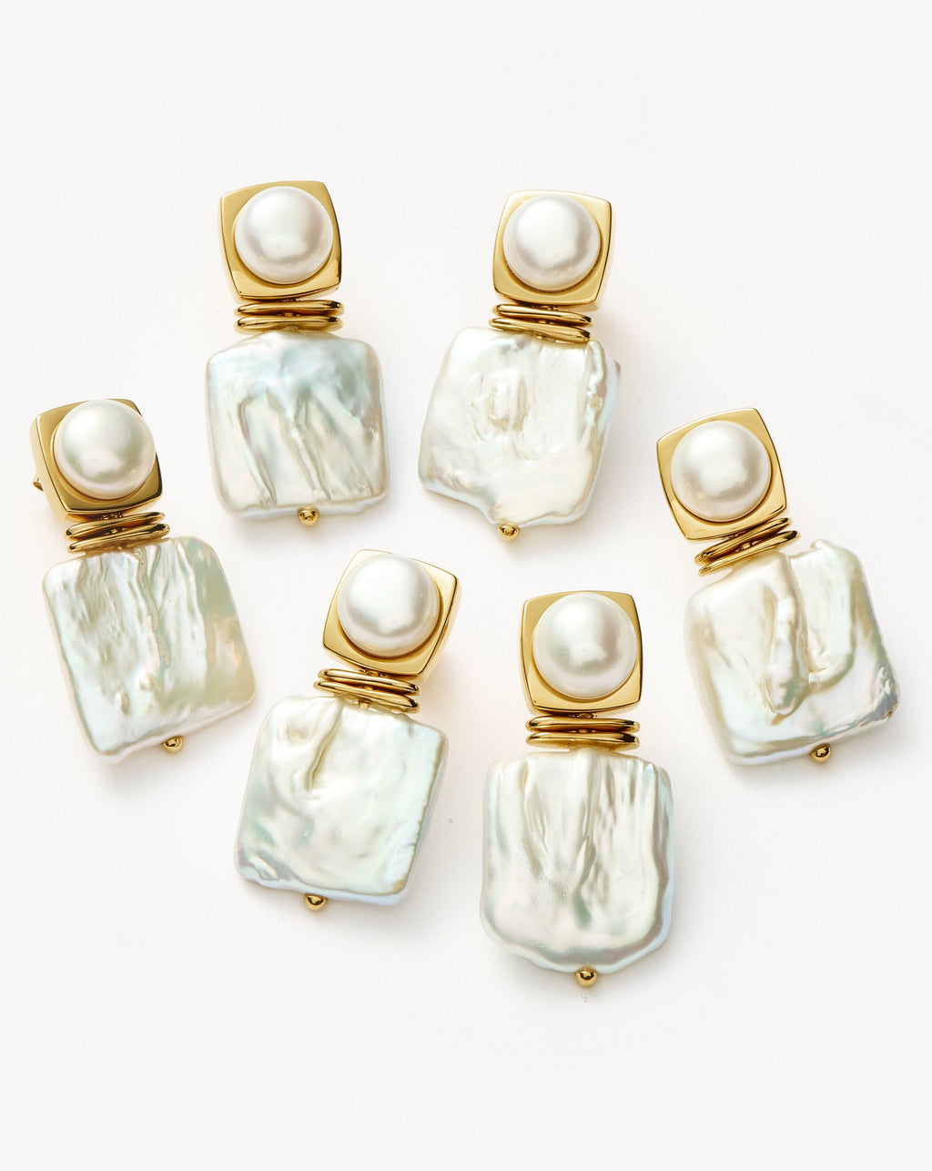 Square Pearl Statement Earrings | 18ct Gold Plated/Pearl
