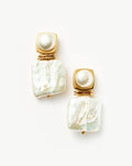 Square Pearl Statement Earrings | 18ct Gold Plated/Pearl