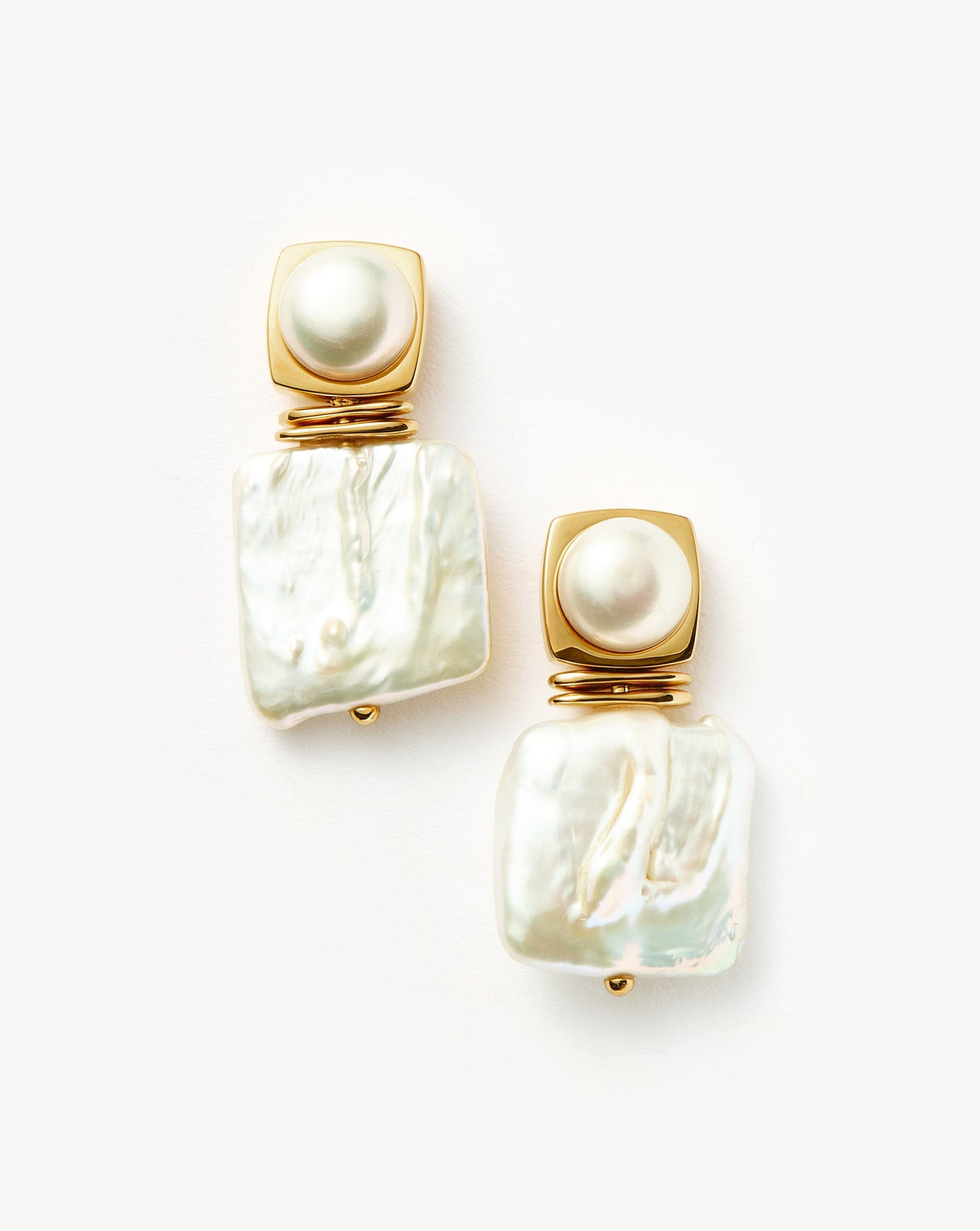 Square Pearl Statement Earrings | 18ct Gold Plated/Pearl