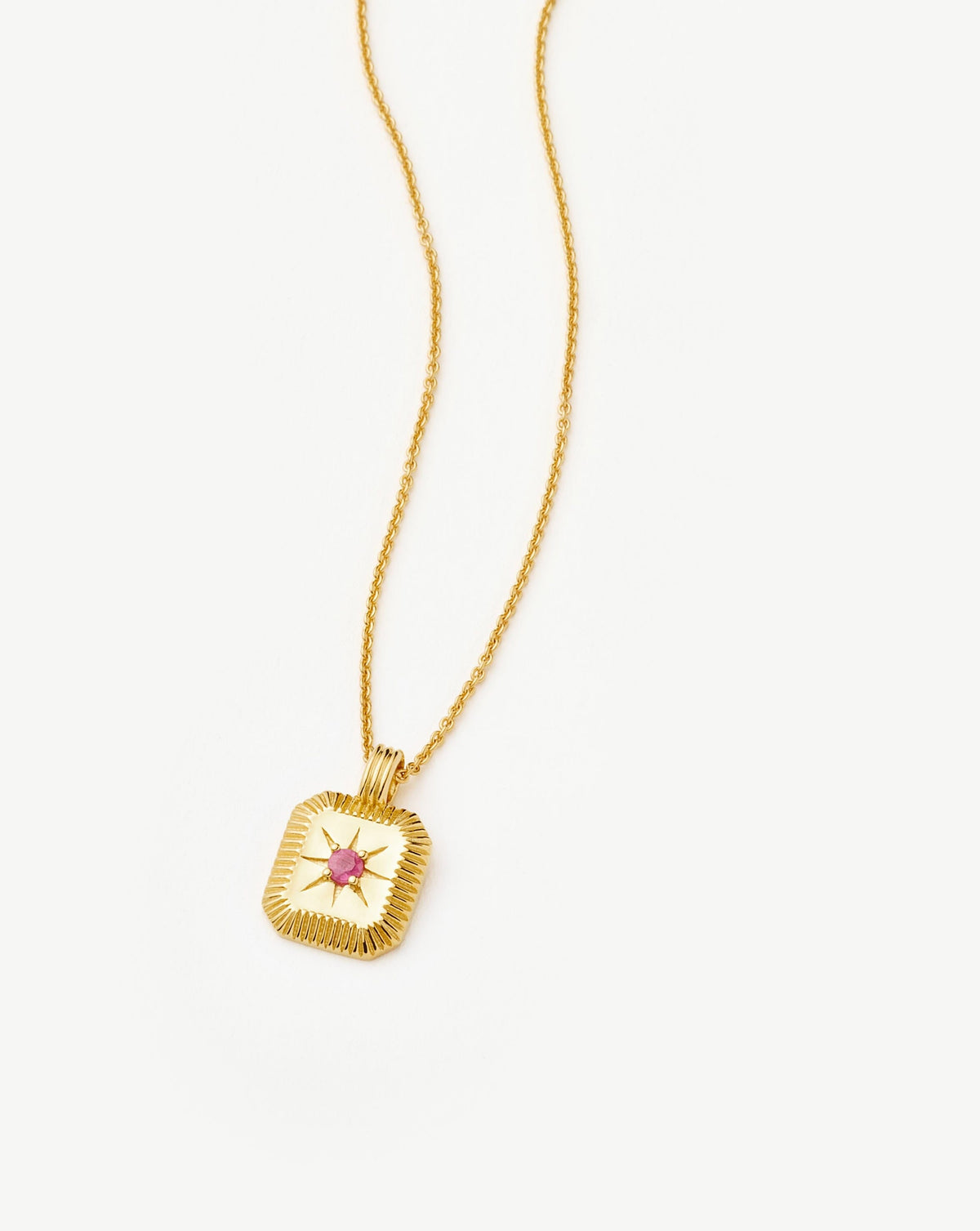 July Birthstone Pendant Necklace | 18ct Gold Vermeil/Glass Filled Ruby
