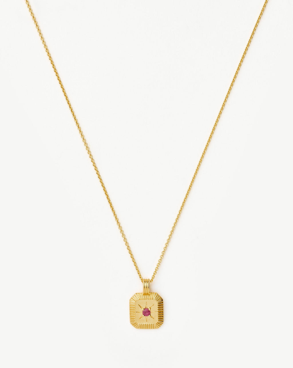 July Birthstone Pendant Necklace | 18ct Gold Vermeil/Glass Filled Ruby