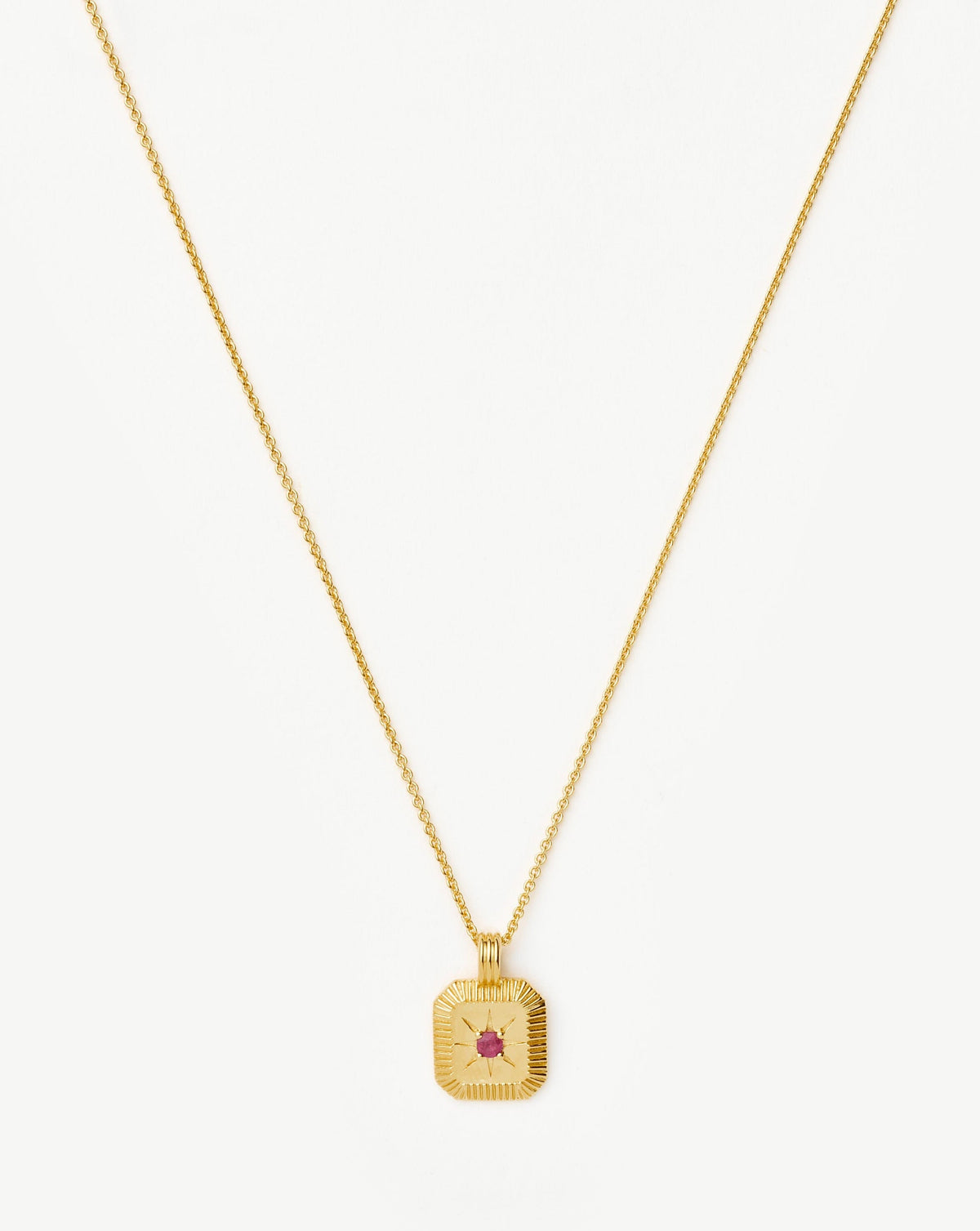 July Birthstone Pendant Necklace | 18ct Gold Vermeil/Glass Filled Ruby