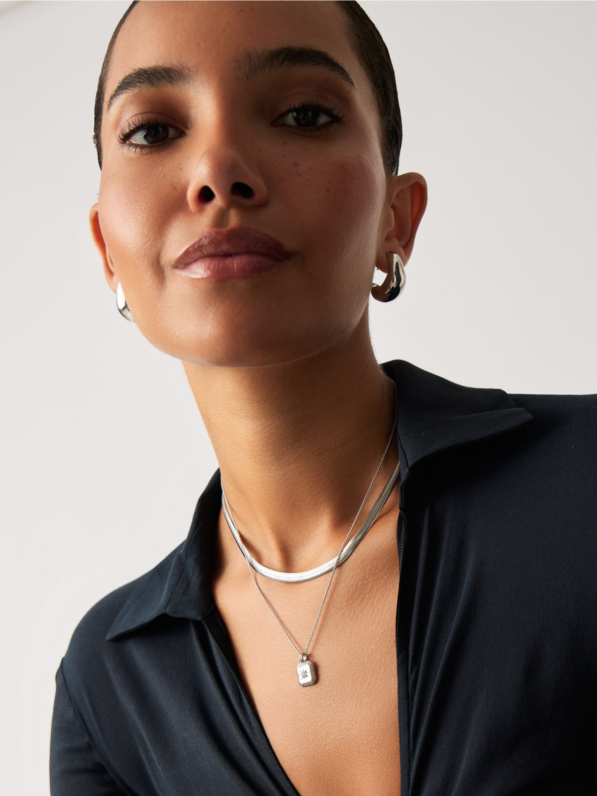 March Birthstone Pendant Necklace | Sterling Silver/Milky Aquamarine