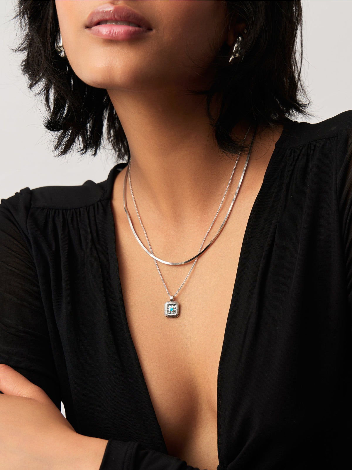 December Birthstone Pendant Necklace | Dyed Turquoise Magnesite/Sterling Silver
