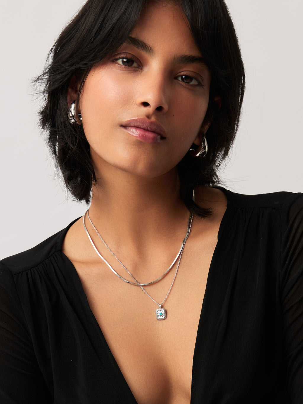 December Birthstone Pendant Necklace | Dyed Turquoise Magnesite/Sterling Silver