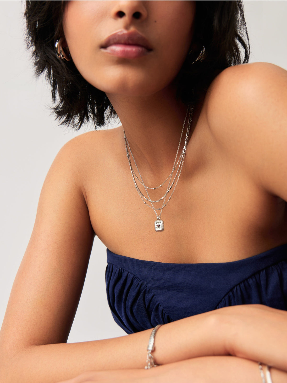 January Birthstone Pendant Necklace | Garnet/Sterling Silver