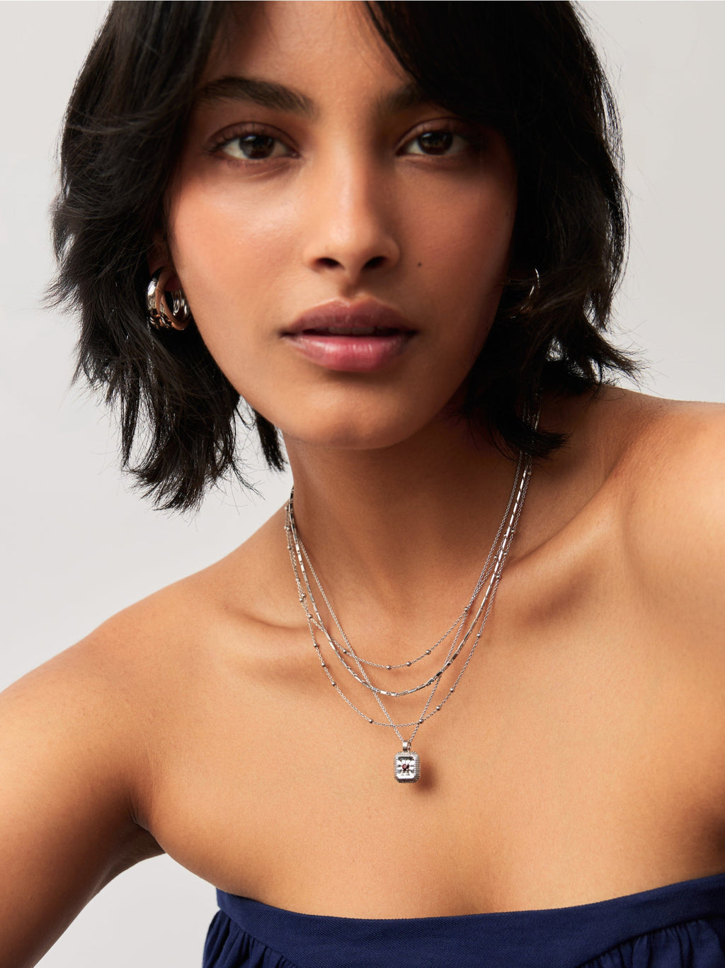January Birthstone Pendant Necklace | Garnet/Sterling Silver