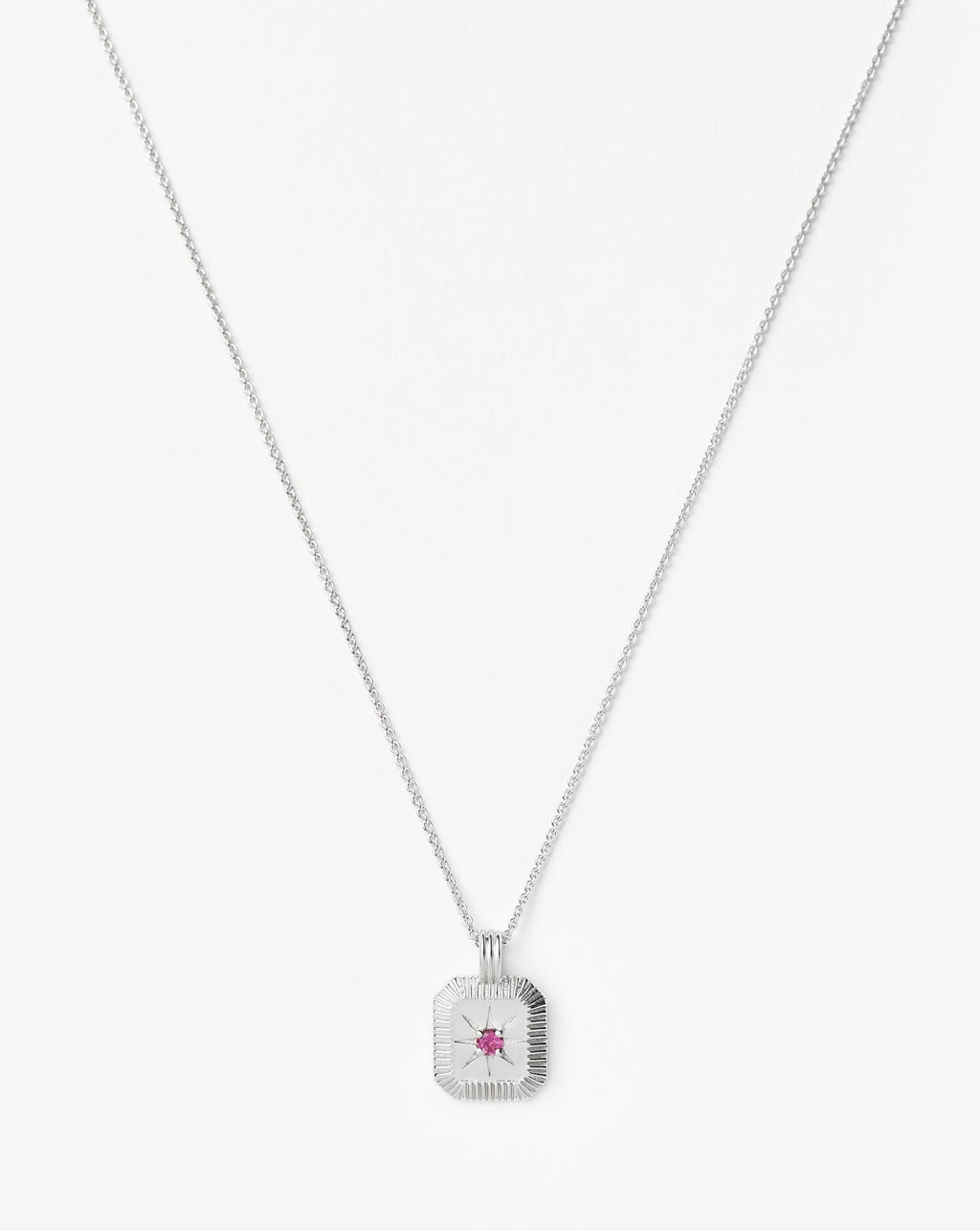 October Birthstone Pendant Necklace | Sterling Silver/Pink Tourmaline