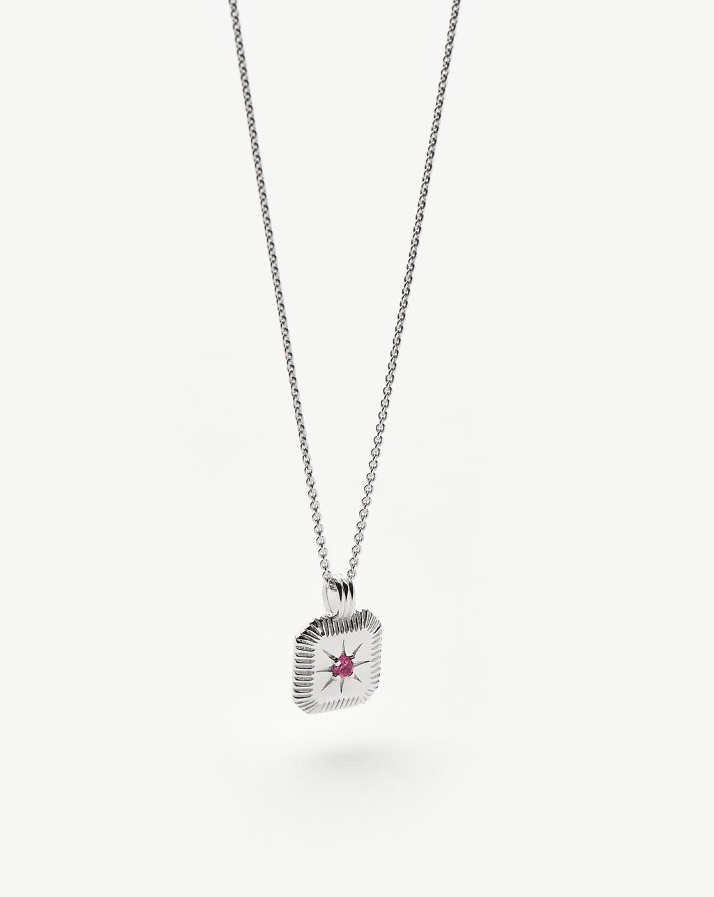 October Birthstone Pendant Necklace | Sterling Silver/Pink Tourmaline