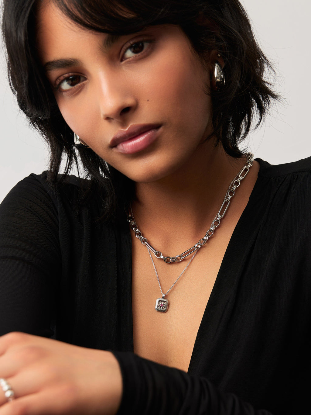 July Birthstone Pendant Necklace | Silver Plated/Ruby