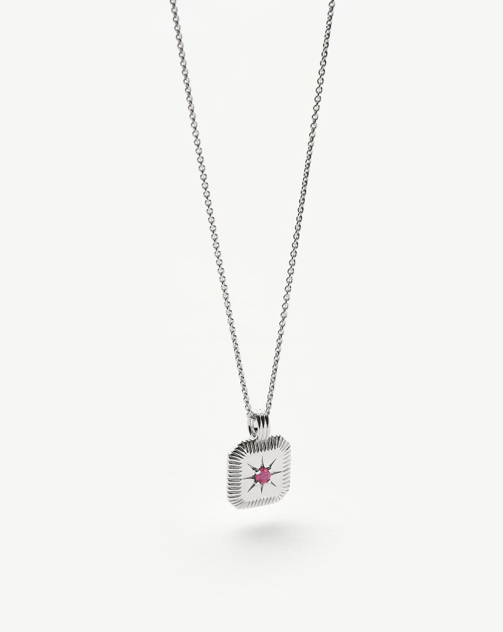 July Birthstone Pendant Necklace | Silver Plated/Ruby