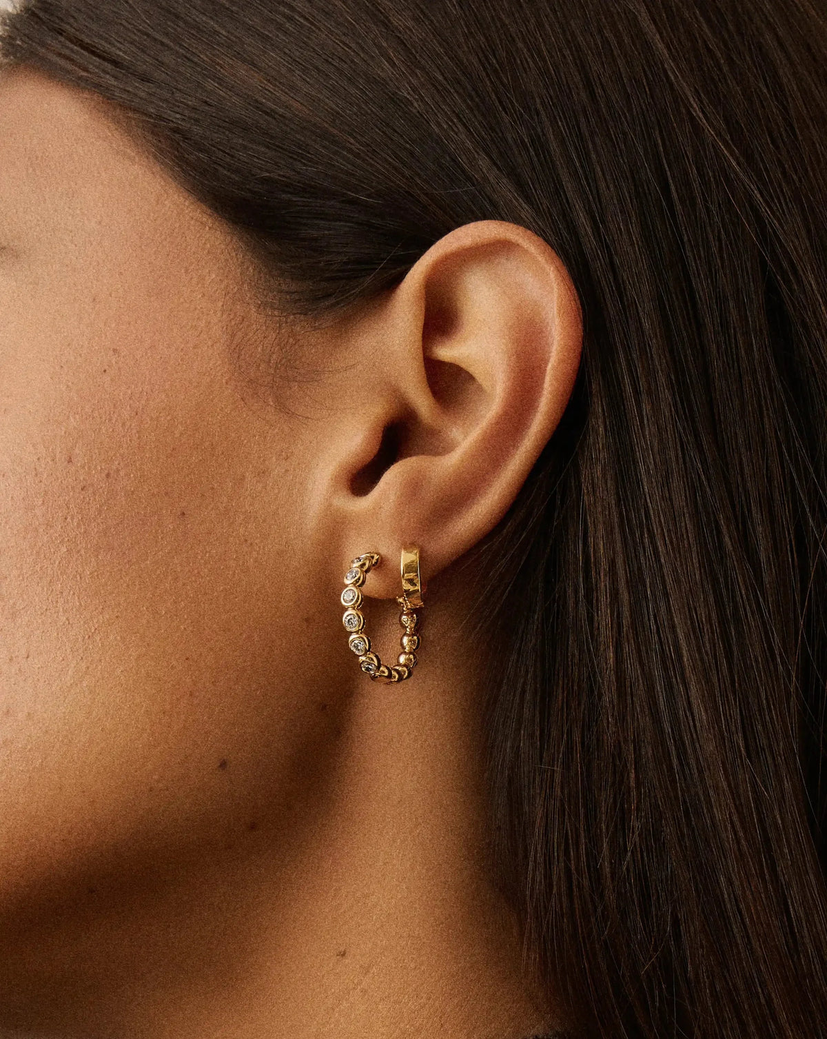 Tennis Classic Hoop Earrings | 18ct Gold Plated/Cubic Zirconia