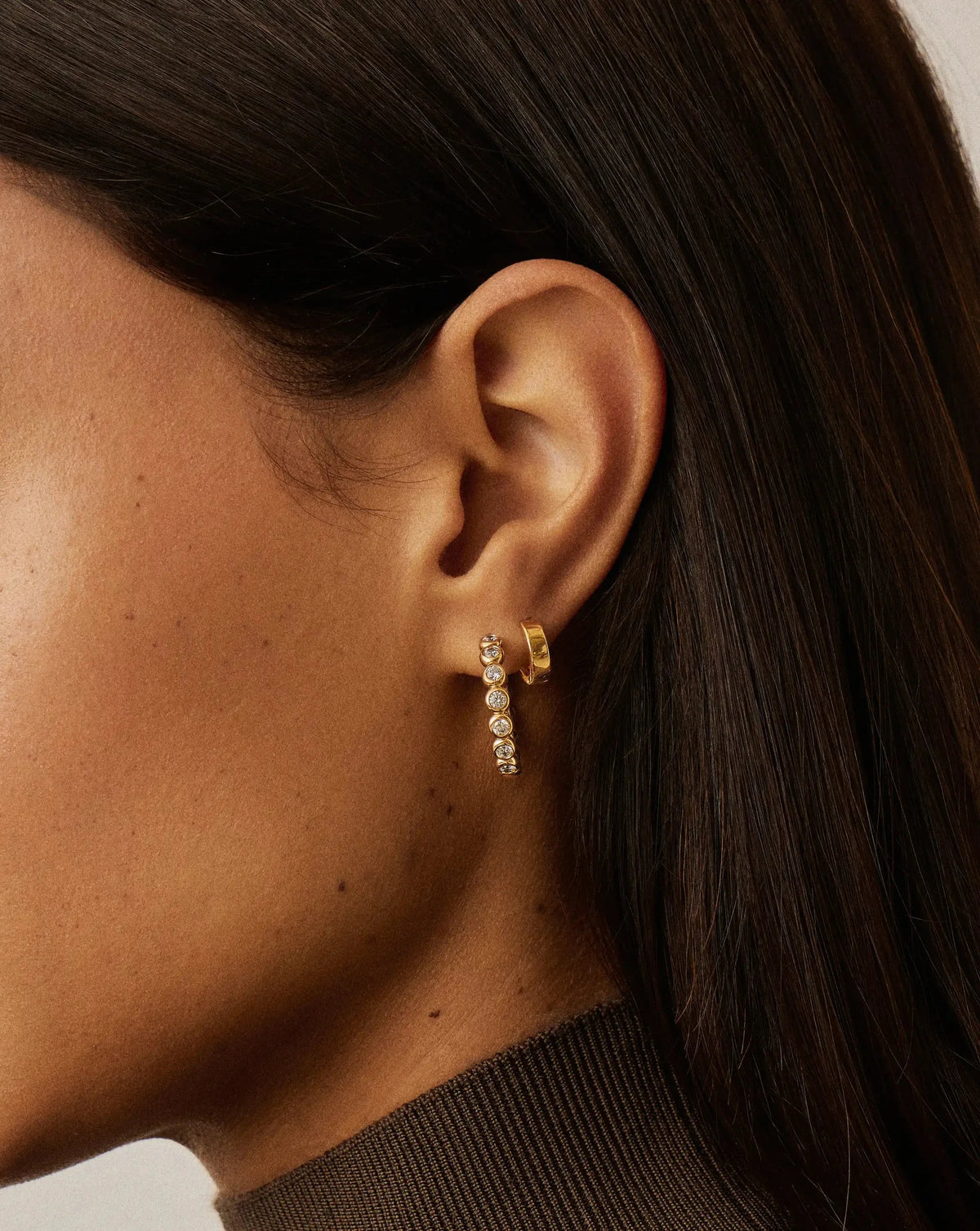 Tennis Classic Hoop Earrings | 18ct Gold Plated/Cubic Zirconia