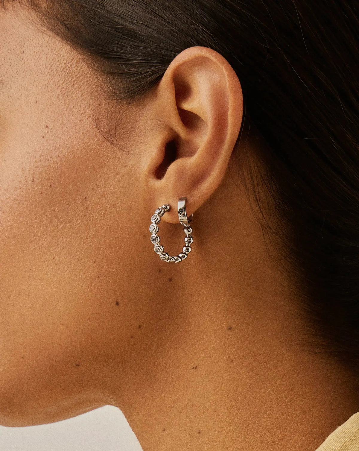 Tennis Classic Hoop Earrings | Silver Plated/Cubic Zirconia