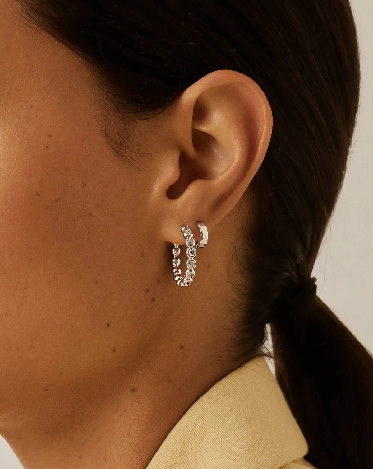 Tennis Classic Hoop Earrings | Silver Plated/Cubic Zirconia