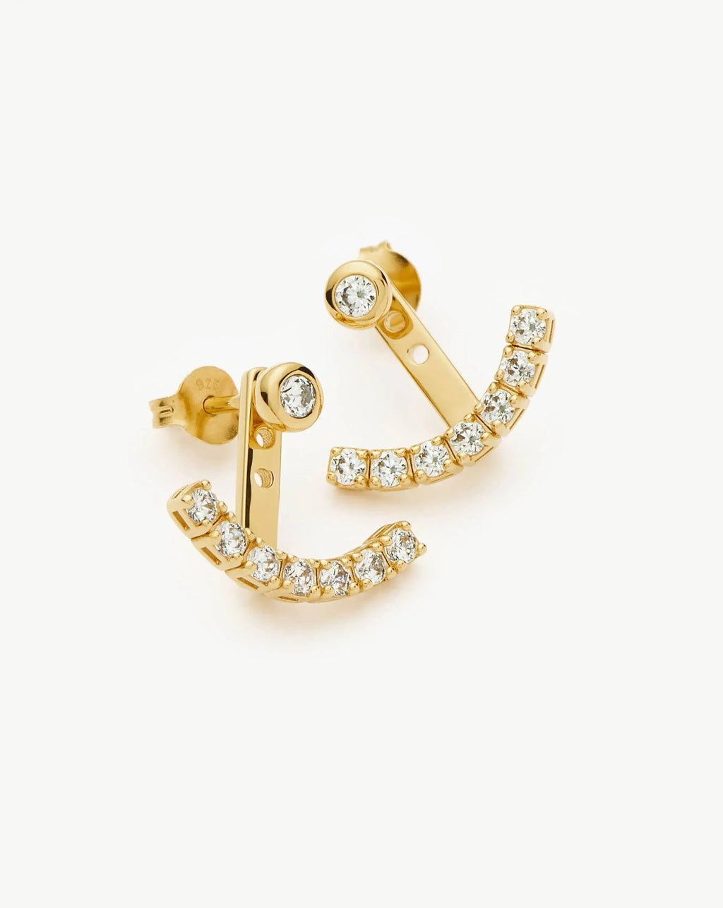 Tennis Ear Jacket Stud Earrings | 18ct Gold Plated/Cubic Zirconia