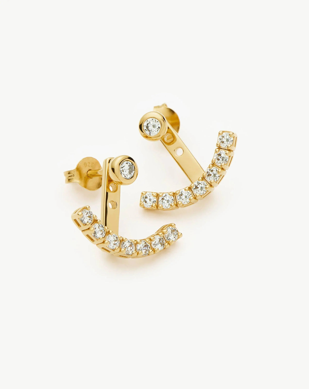 Tennis Ear Jacket Stud Earrings | 18ct Gold Plated/Cubic Zirconia