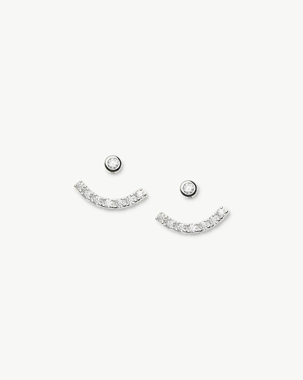 Tennis Ear Jacket Stud Earrings | Silver Plated/Cubic Zirconia