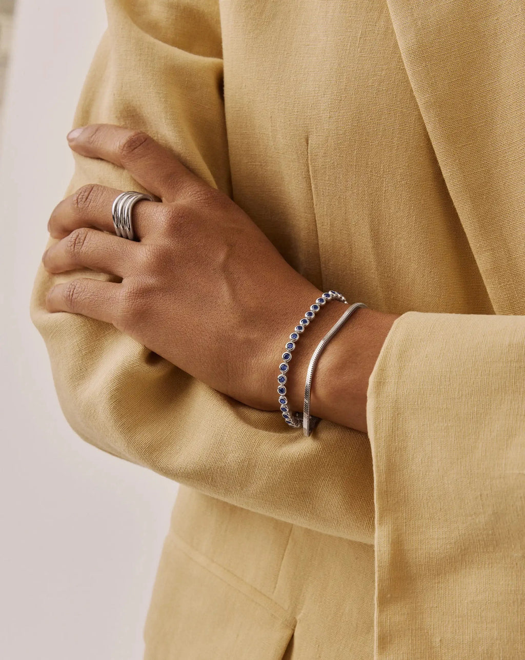 Tennis Round Bracelet | Silver Plated/Sapphire Blue Nano-crystal