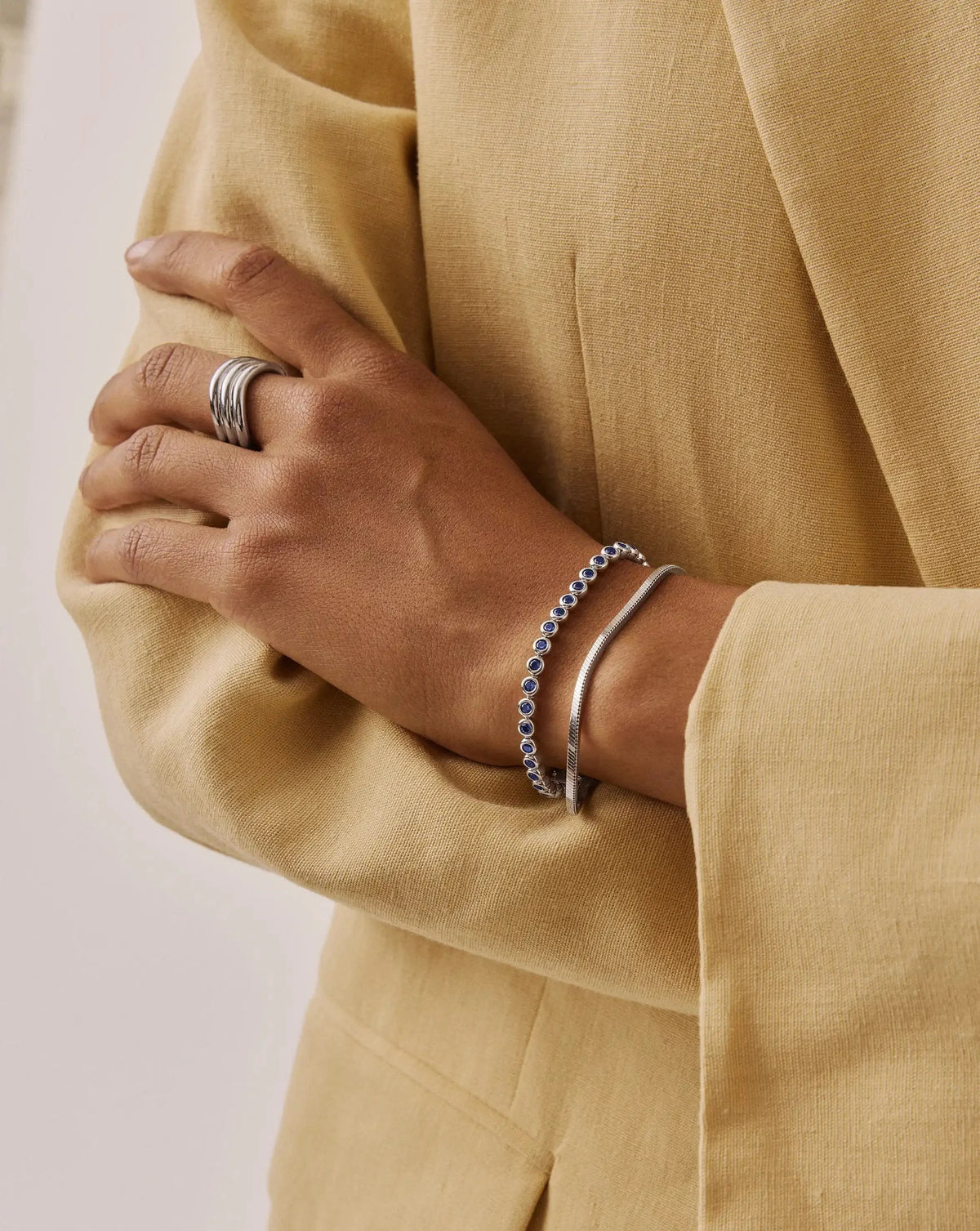 Tennis Round Bracelet | Silver Plated/Sapphire Blue Nano-crystal
