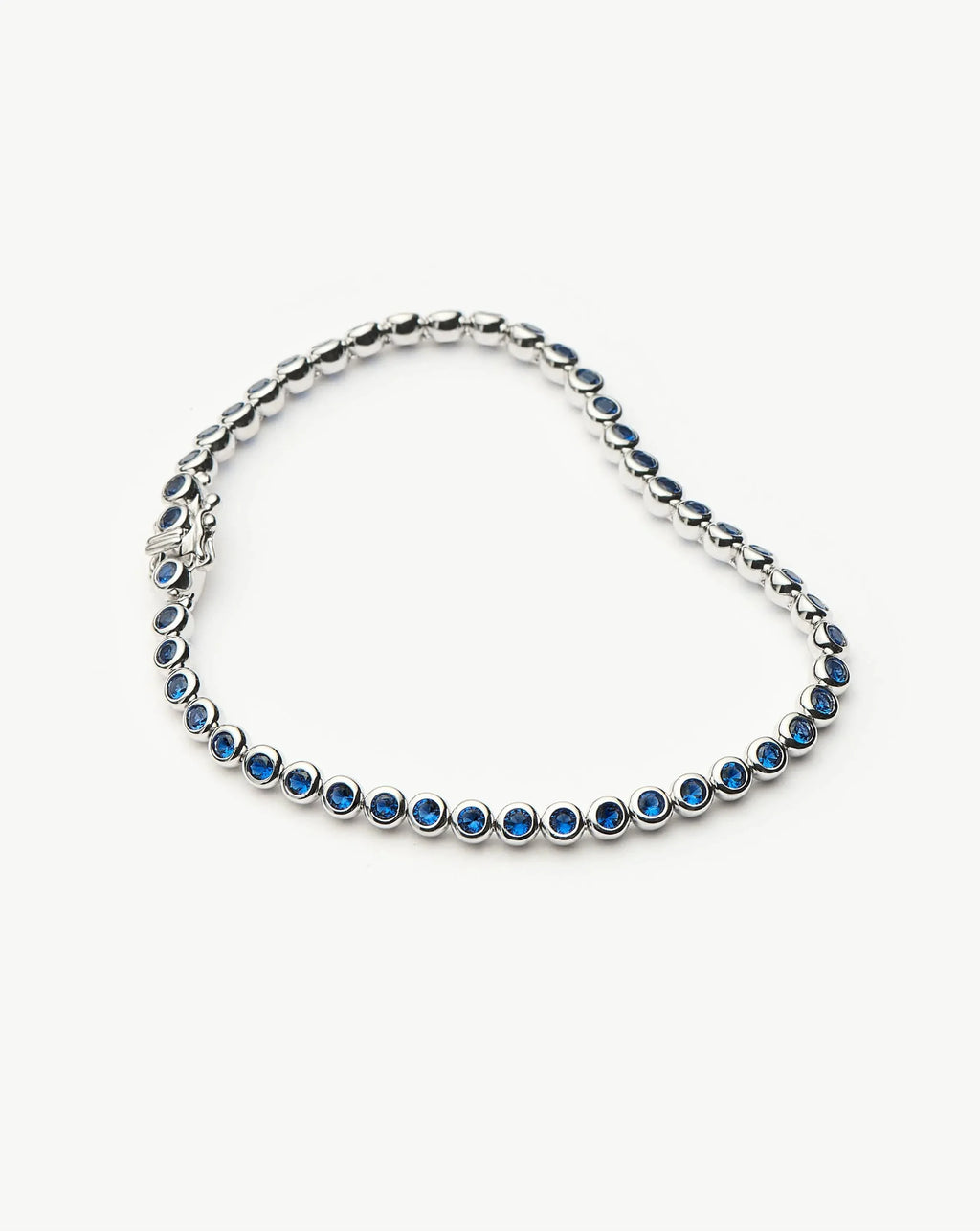 Tennis Round Bracelet | Silver Plated/Sapphire Blue Nano-crystal