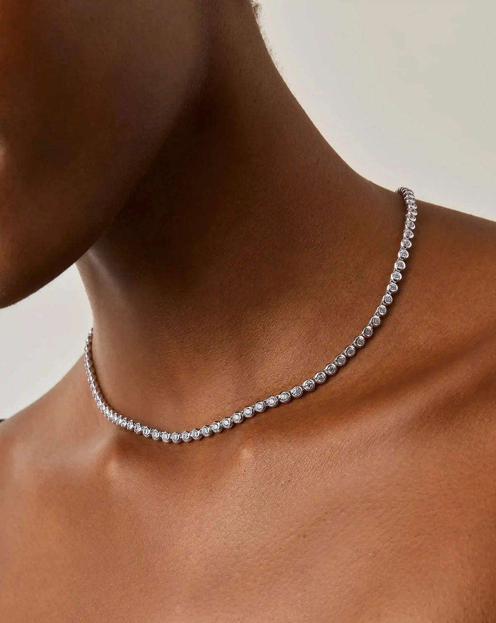 Tennis Round Necklace | Silver Plated/Cubic Zirconia