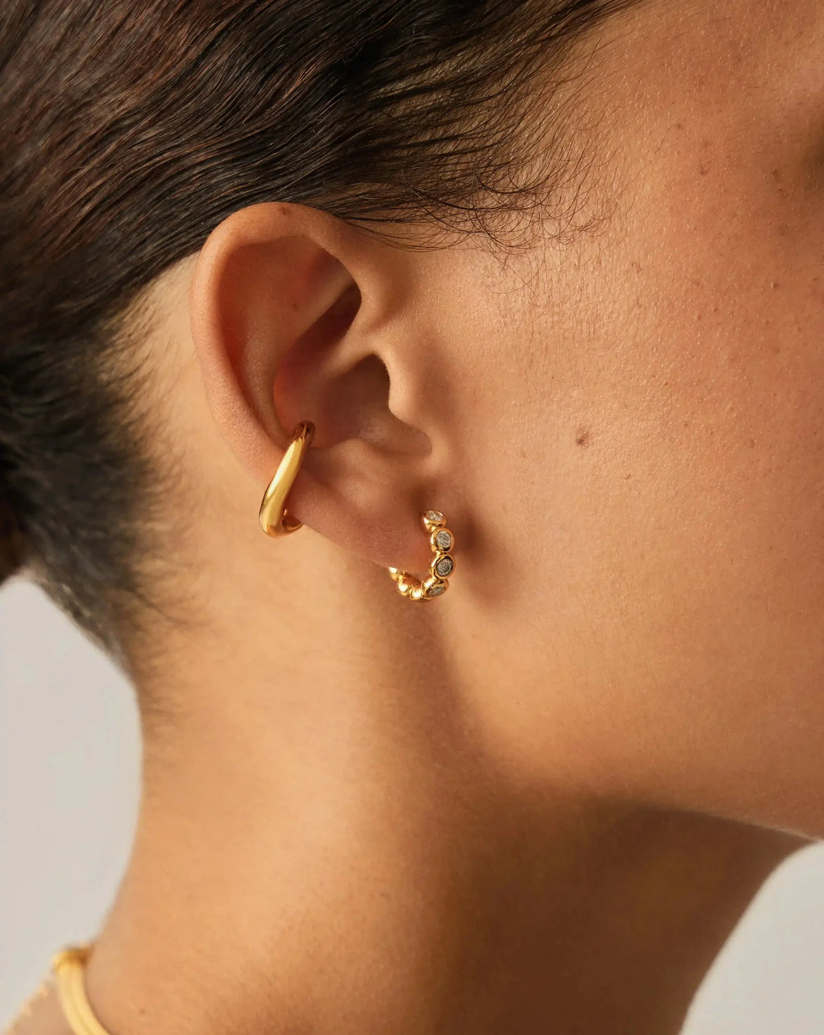 Tennis Small Hoop Earrings | 18ct Gold Plated Cubic Zirconia