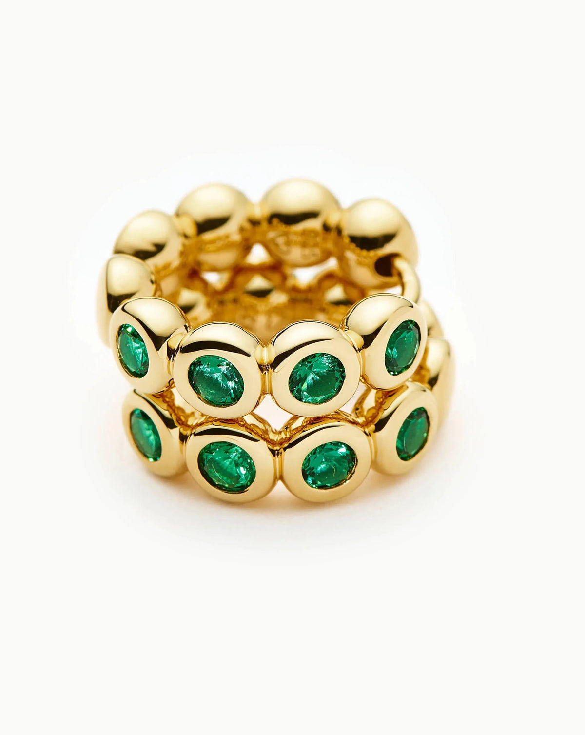 Tennis Small Hoop Earrings | 18ct Gold Plated/Emerald Green Nano-crystal