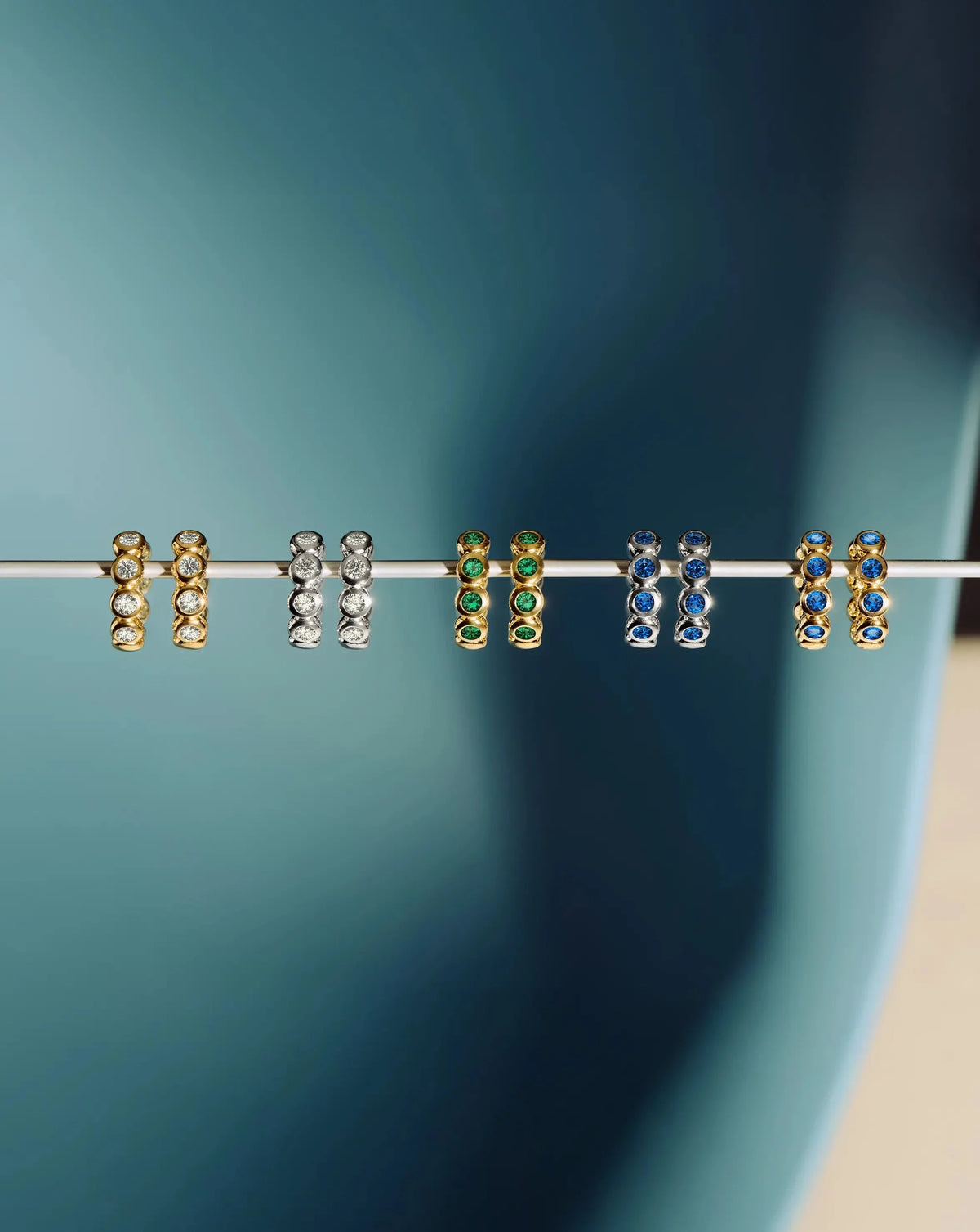 Tennis Small Hoop Earrings | 18ct Gold Plated/Emerald Green Nano-crystal