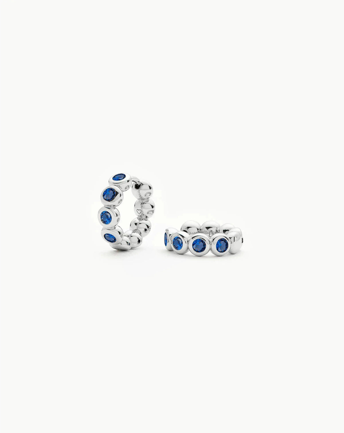 Tennis Small Hoop Earrings | Silver Plated/Sapphire Blue Nano-crystal