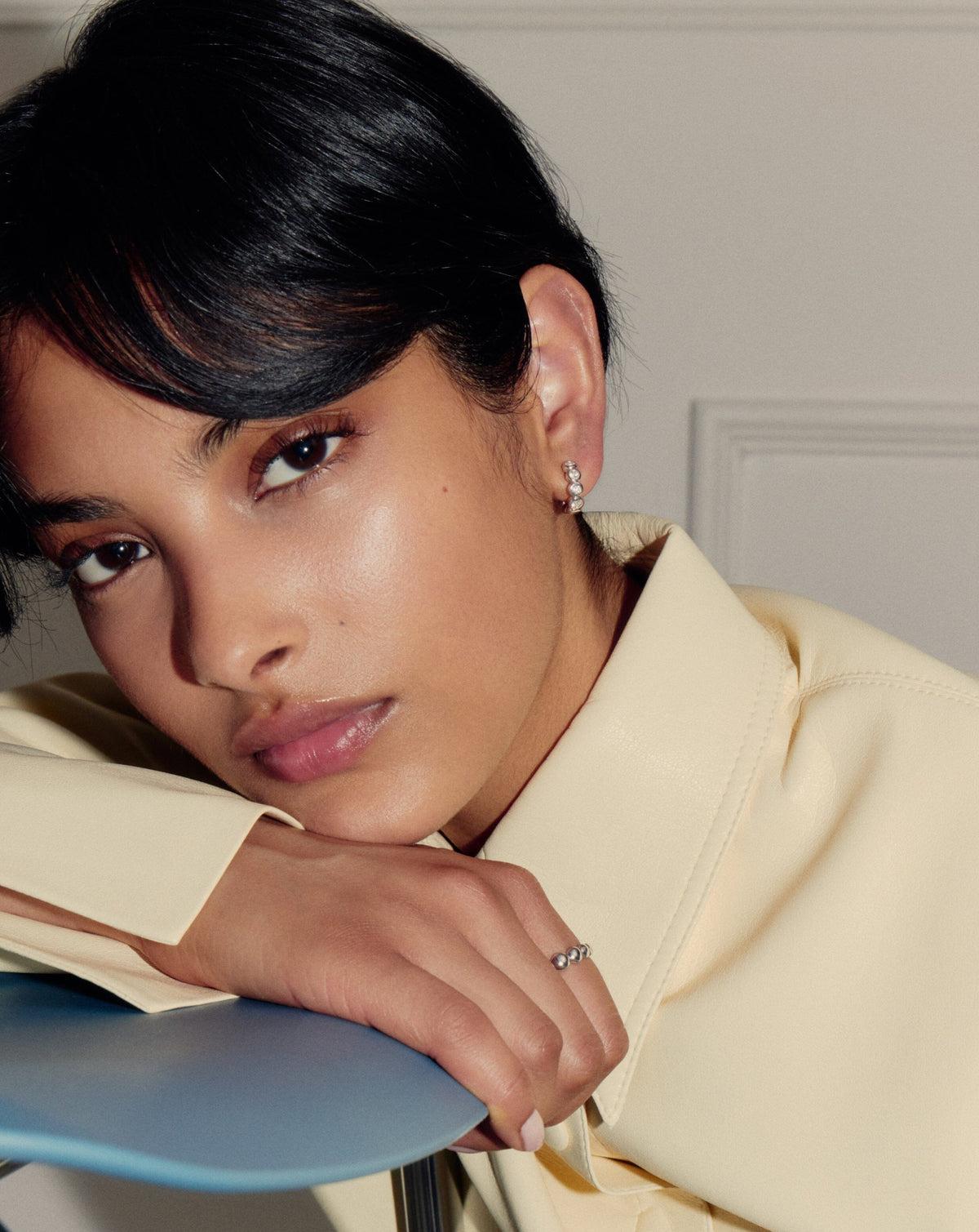 Tennis Small Hoop Earrings| Silver Plated Cubic Zirconia