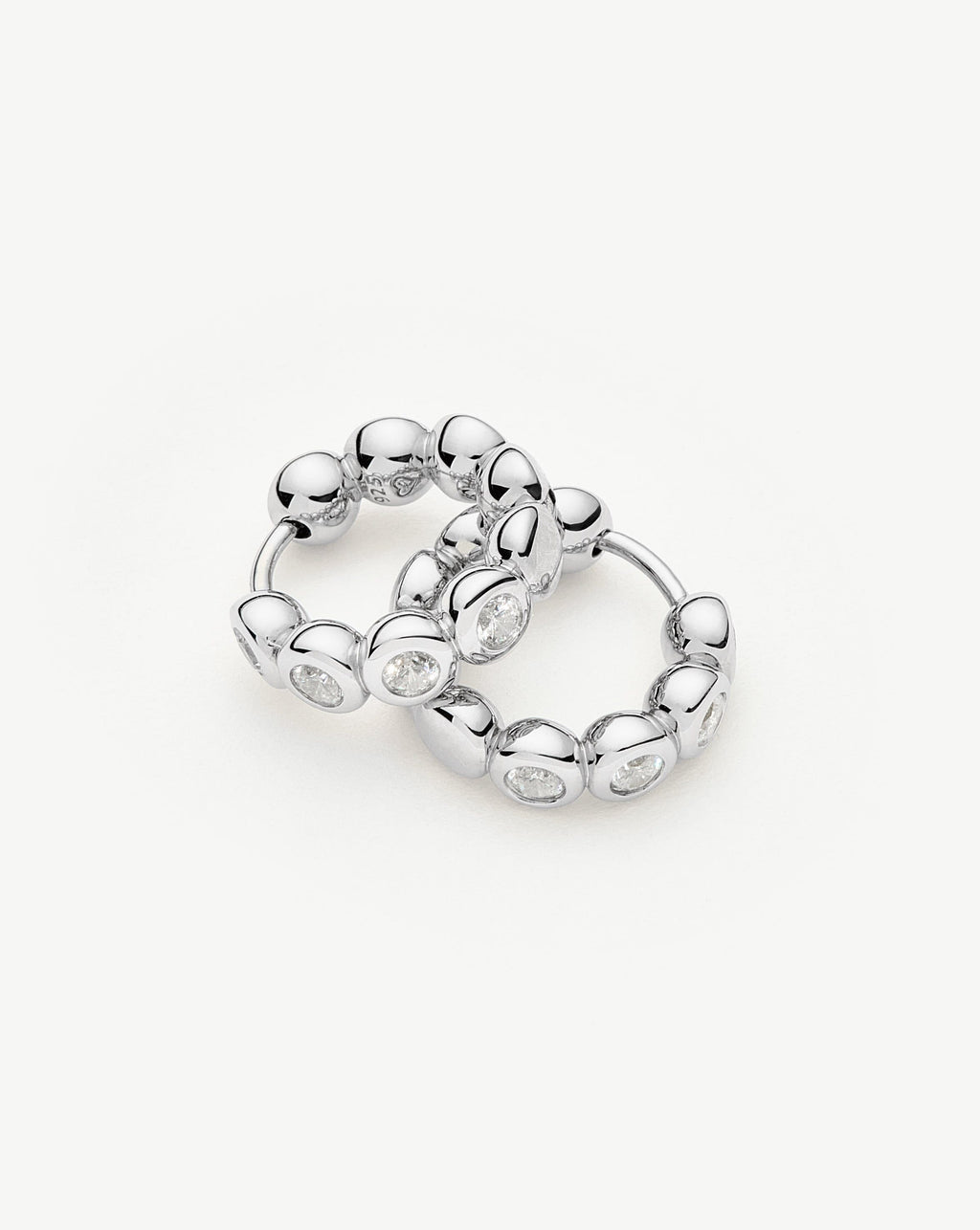 Tennis Small Hoop Earrings| Silver Plated Cubic Zirconia