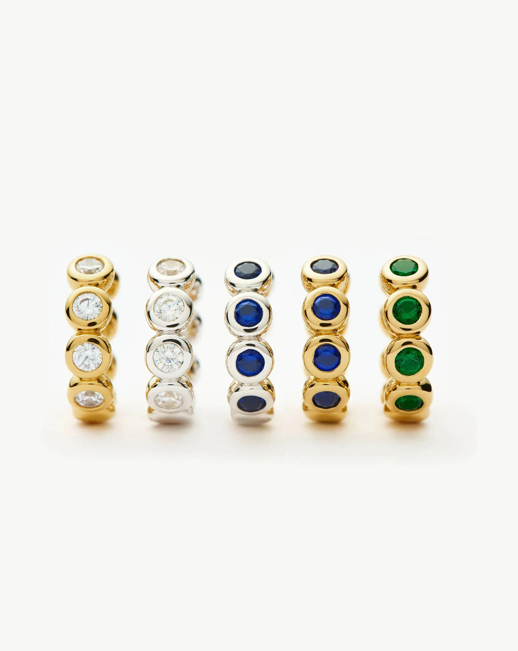Tennis Small Hoop Earrings | Silver Plated/Sapphire Blue Nano-crystal