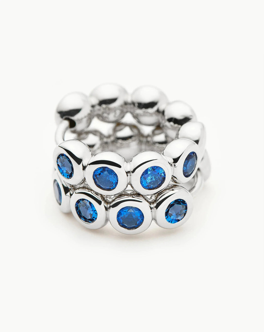 Tennis Small Hoop Earrings | Silver Plated/Sapphire Blue Nano-crystal