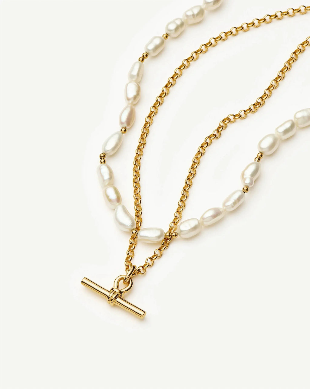 The Andy T-Bar Necklace Set | 18ct Gold Plated/Pearl