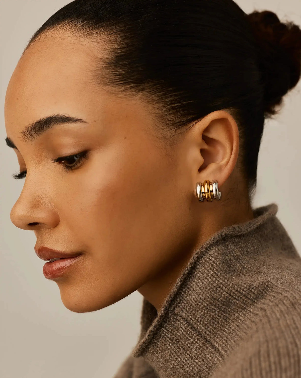 Triple Ridge Oversized Studs | 18ct Gold Plated/Platinum Plated