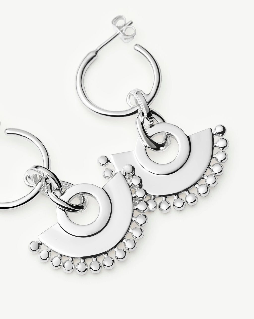 Zenyu Fan Chandelier Hoop Earrings | Silver Plated