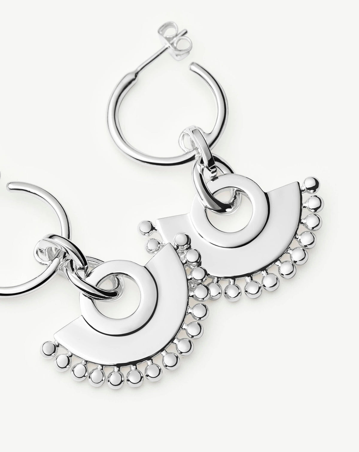 Zenyu Fan Chandelier Hoop Earrings | Silver Plated
